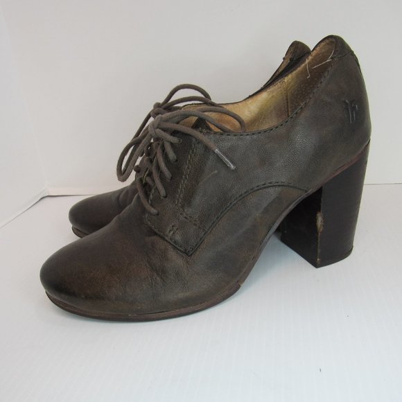 Frye Shoes - FRYE Carson Oxford Derby Lace Up Green Leather Heels